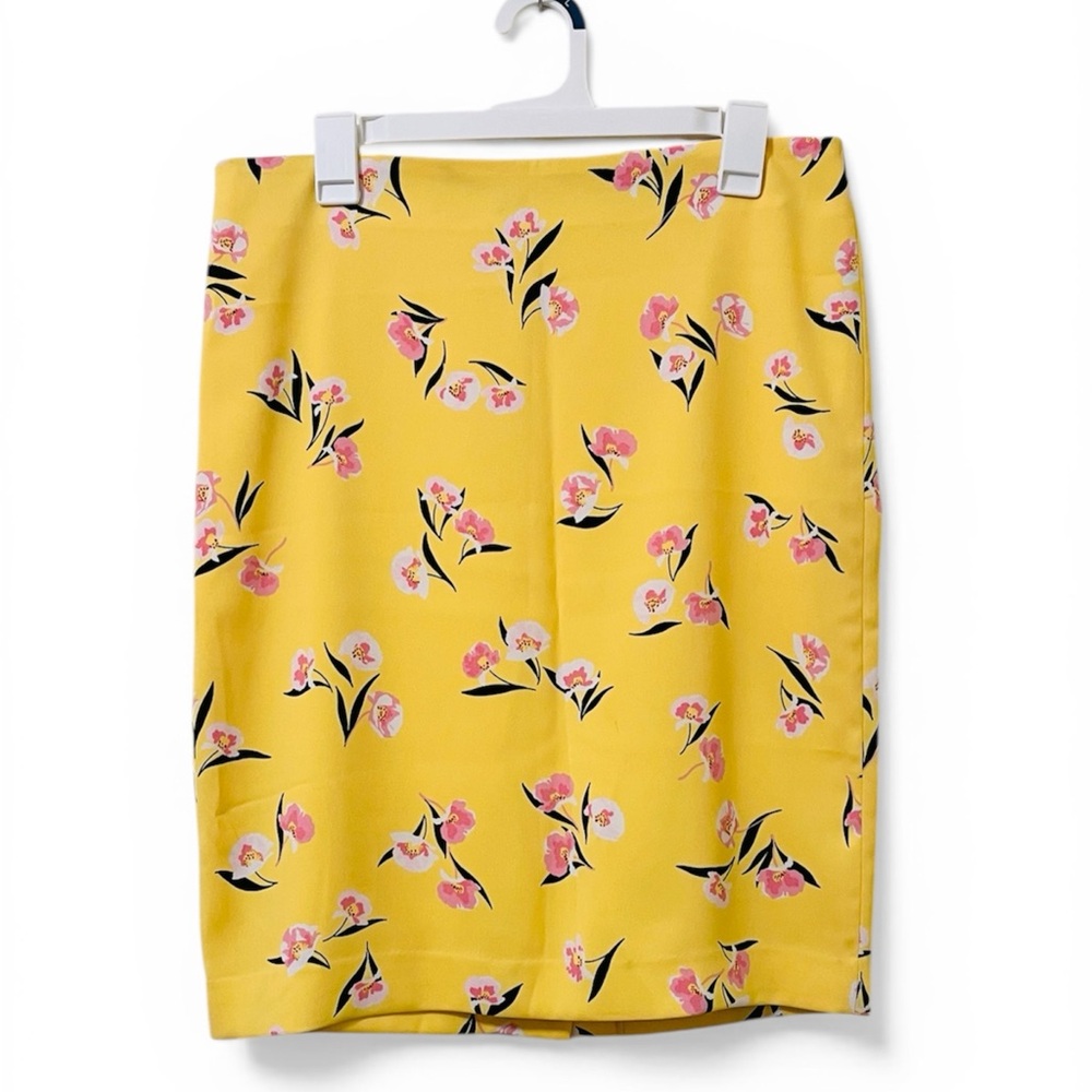 Ann Taylor Factory Yellow Floral Pencil Skirt